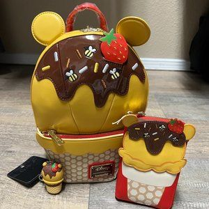 Loungefly Winnie the Pooh Ice Cream Backpack, Wallet & Keychain